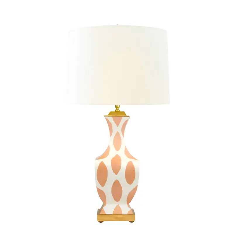 Gina Handpainted Ikat Metal Tole Table Lamp With Silk Shade 1