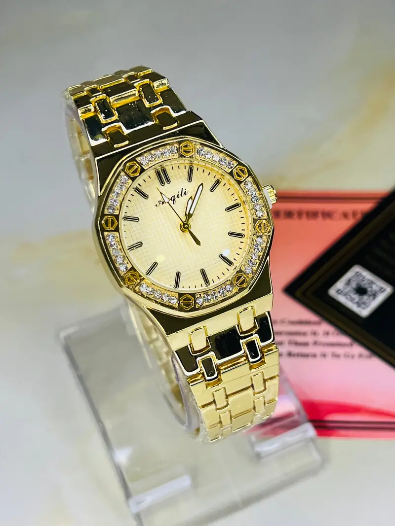 Gold Ap Zircon Dial Watch For Her 1