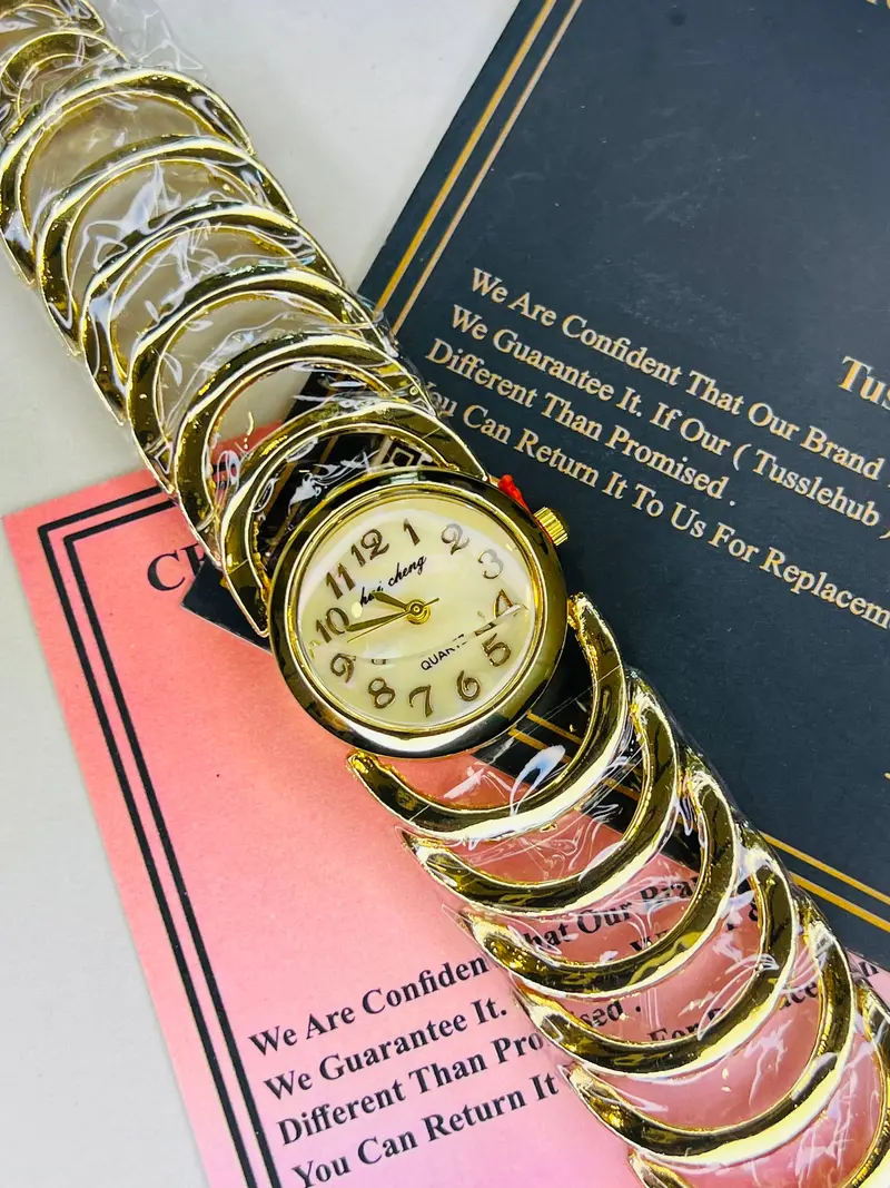 Gold Semi Circle Bracelet Watch For Her 1