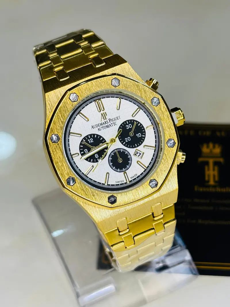 Gold White Ap Watch 1