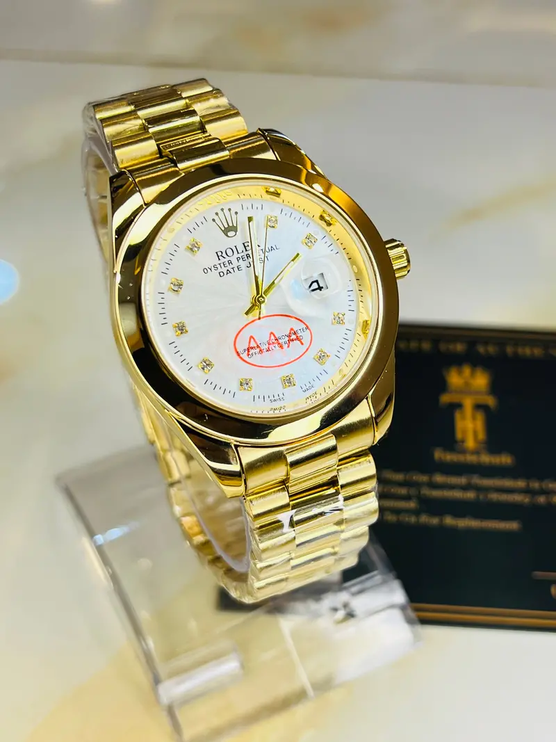 Gold White Plain Bezel Date Just Watch 1