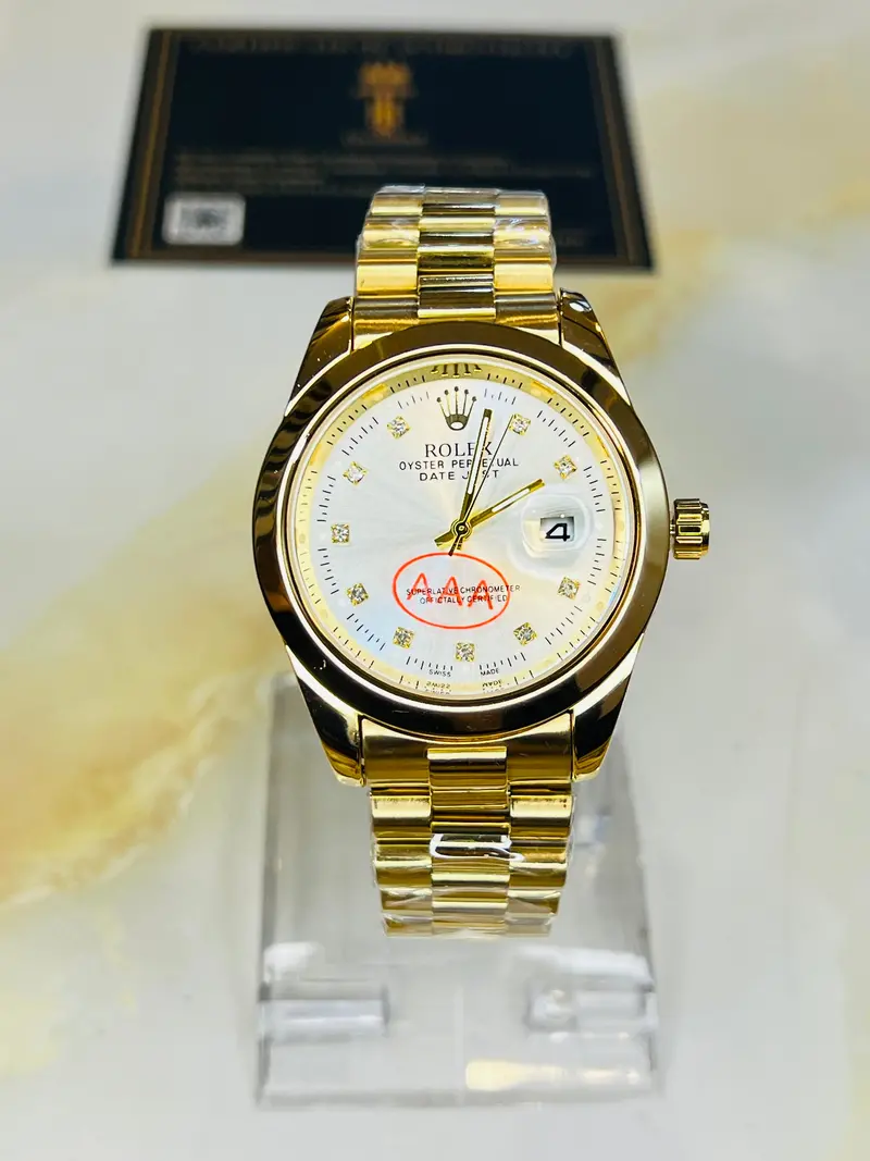 Gold White Plain Bezel Date Just Watch 2