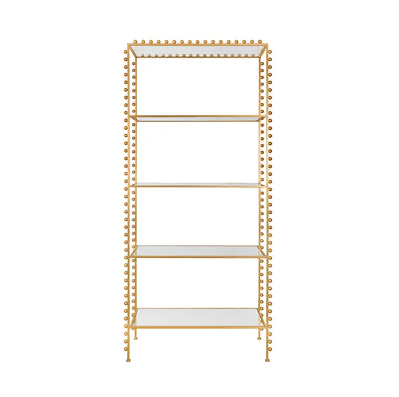 Goldie Gold Leaf Etagère With Glass Shelves 1