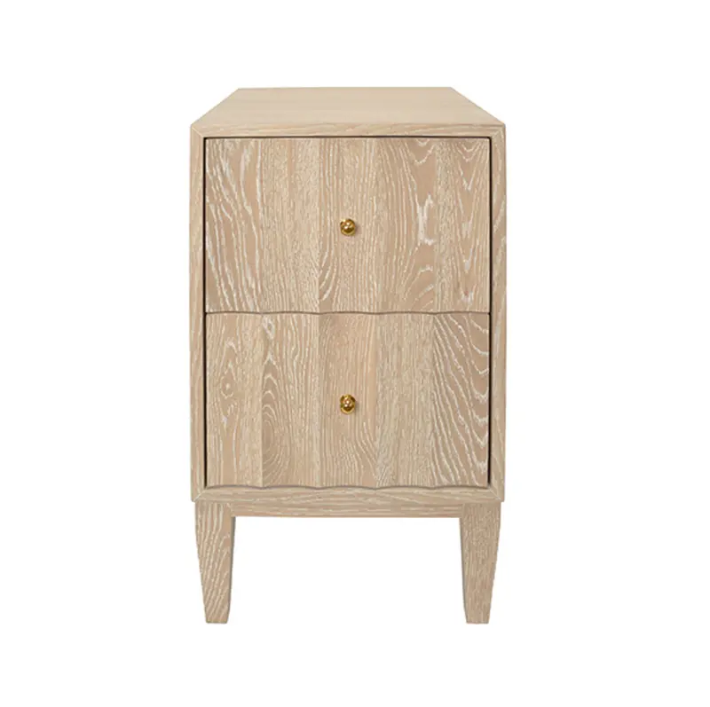 Hammond Fluted Cerused Oak Two Door Side Table With Brass Knobs 1