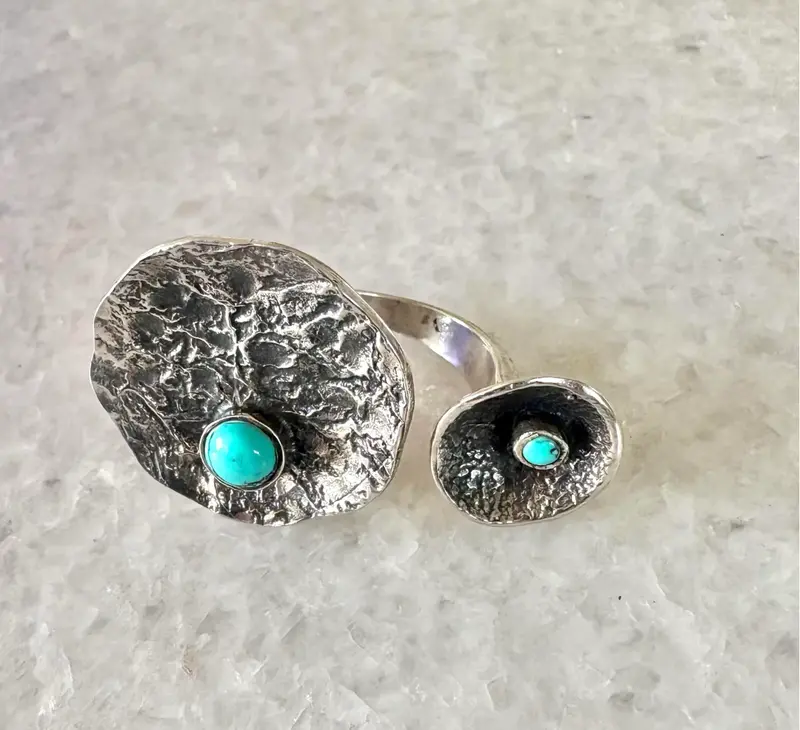 Hans Gehrig Sterling Silver And Turquoise Modernist Ring 2