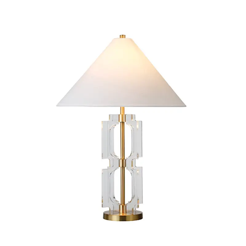 Hansen Acrylic & Antique Brass Table Lamp W/Shade 1