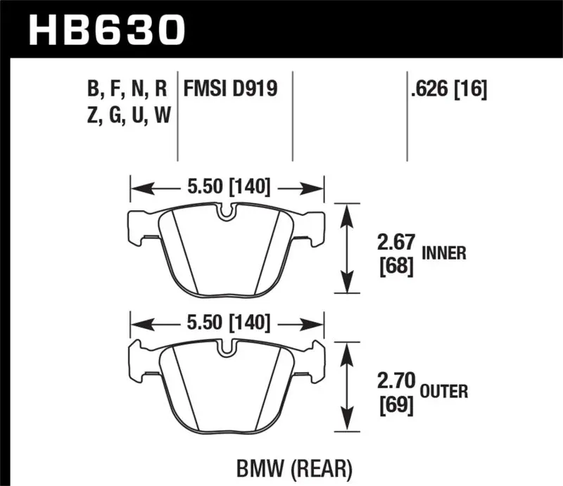 Hawk 02-11 Bmw (Various) Hps Street Rear Brake Pads 2