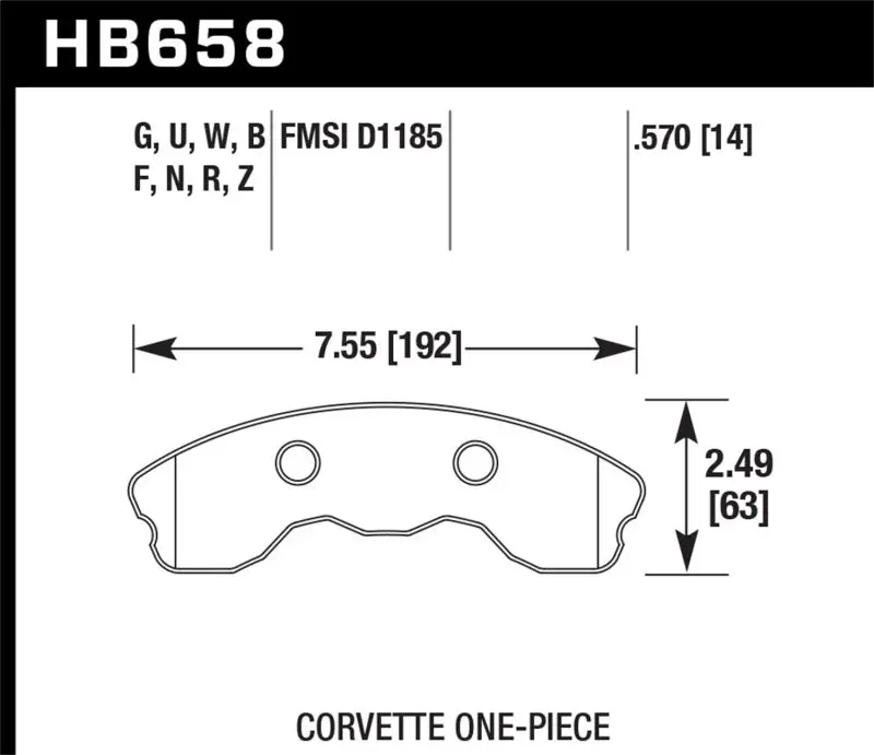 Hawk 06-10 Chevy Corvette (Improved Pad Design) Front Hps Sreet Brake Pads 2