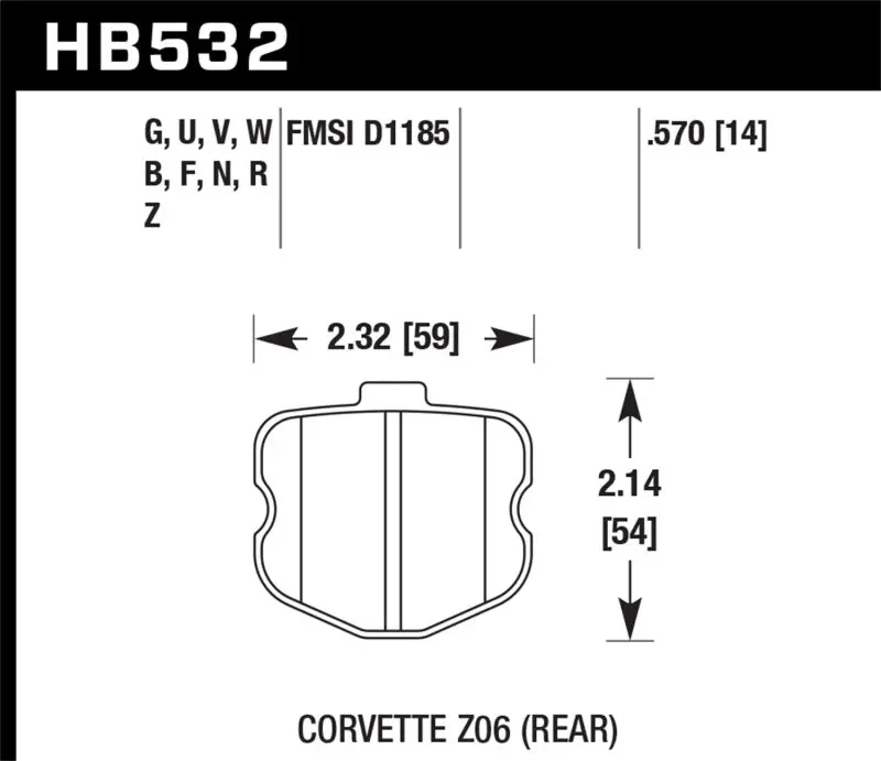 Hawk 06-10 Chevy Corvette (Oem Pad Design) Rear Hps Sreet Brake Pads 2