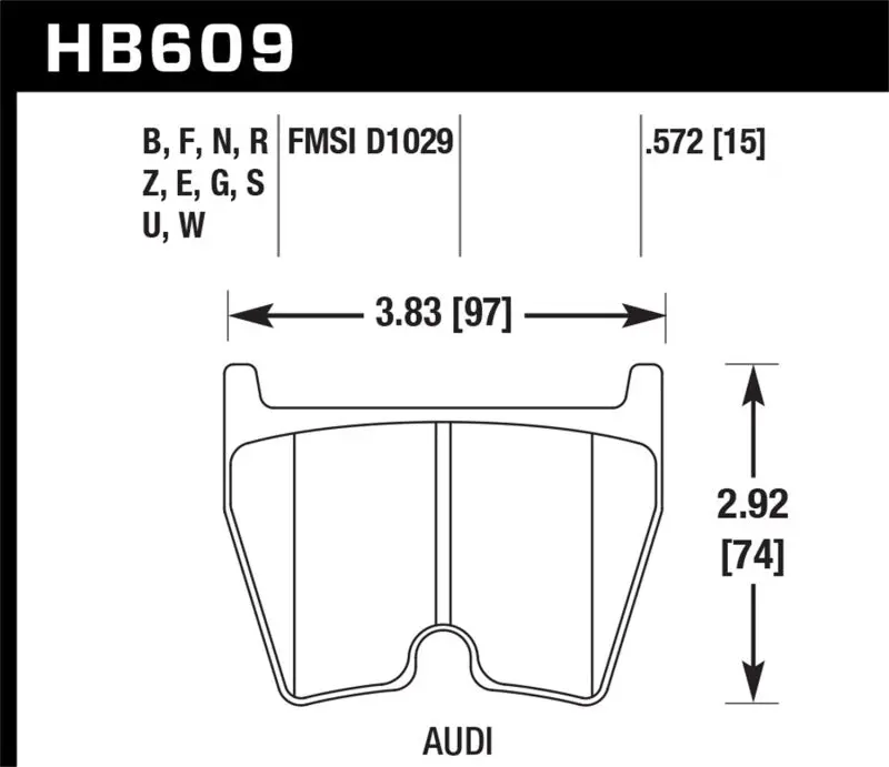 Hawk 08-11 Audi R8/07-08 Rs4/03-04 Rs6 / 02-03 Vw Phaeton Hps 5.0 Front Race Brake Pads 2