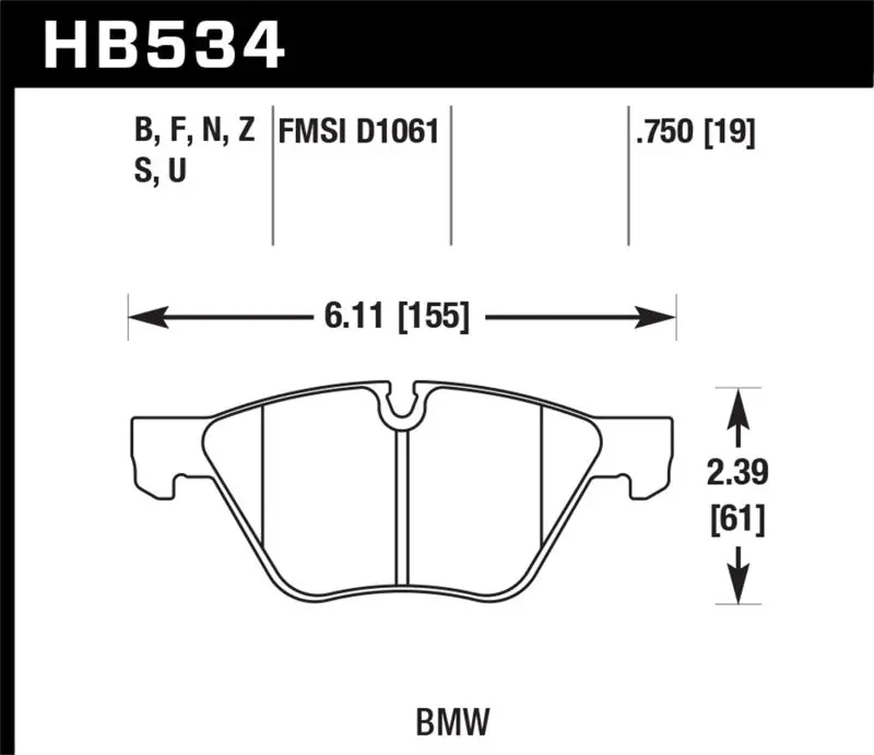 Hawk 09-11 Bmw Z4 / 04-05 525I / 08-11 128I / 06 325I/325Xi / 07 328I/328Xi Hps Street Front Brake P 2