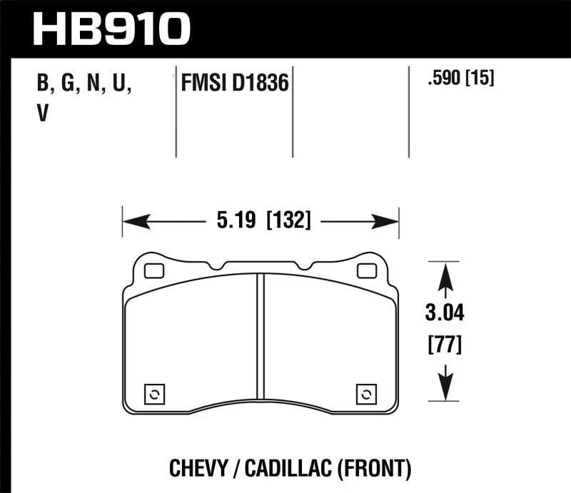 Hawk 15-16 Cadillac Xts / Chevrolet Corvette Hps 5.0 Front Brake Pads 2