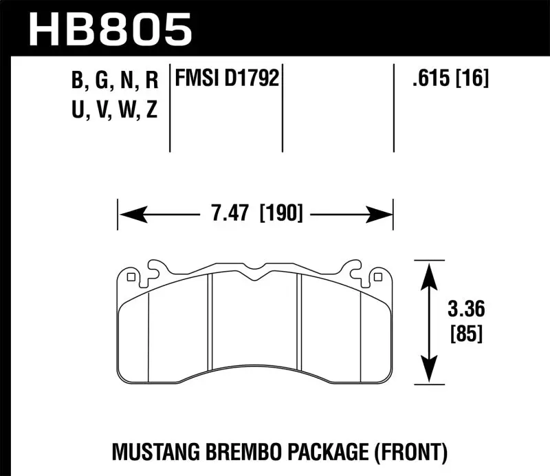 Hawk 15-17 Ford Mustang Brembo Package Hps 5.0 Front Brake Pads 2