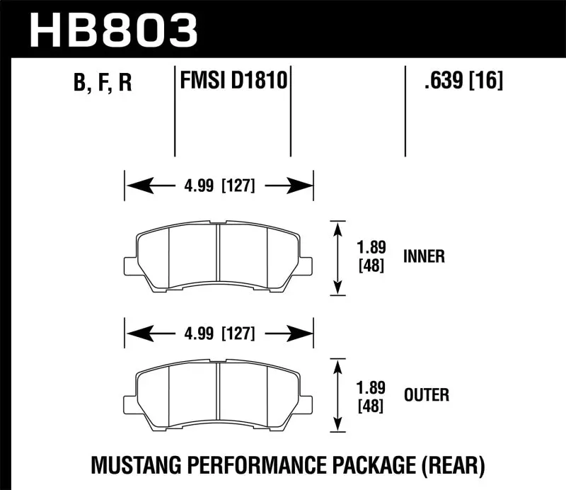 Hawk 16-17 Ford Mustang Brembo Package Hps Rear Brake Pads 2