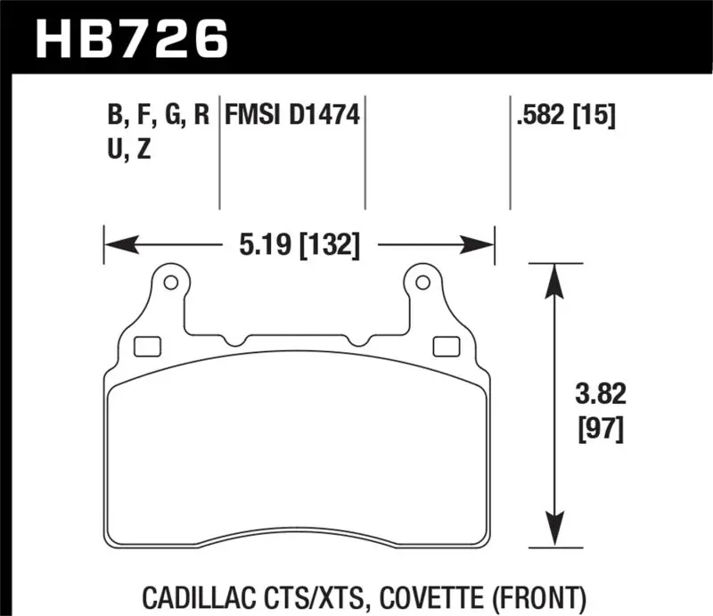 Hawk 2014 Chevrolet Corvette Pc Front Brake Pads 2