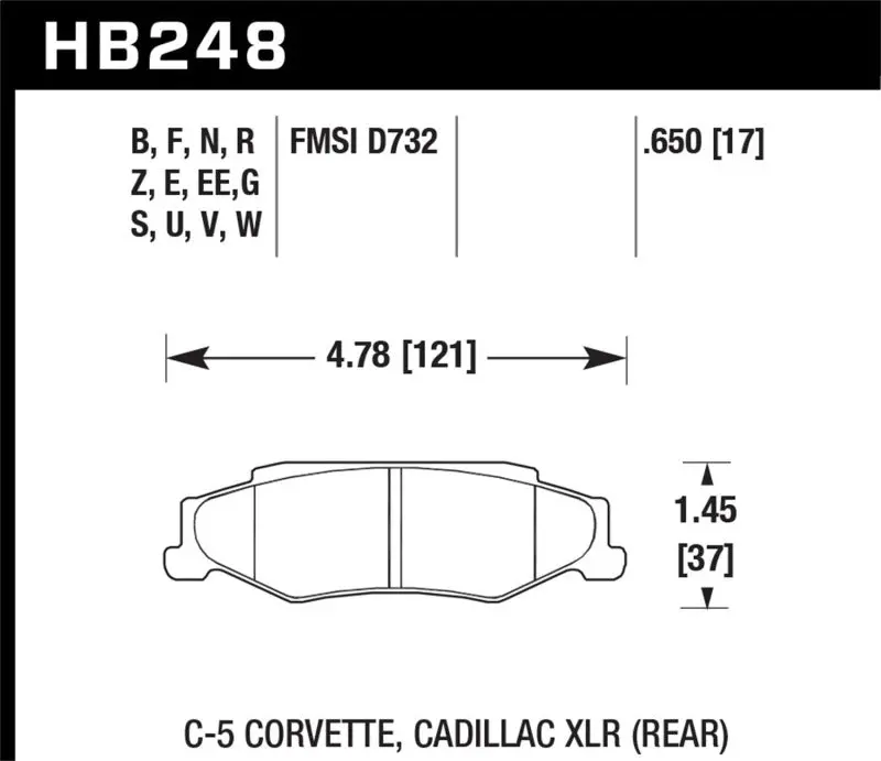 Hawk 97-12 Corvette/01-04 Z06/05-09 Z51 Dtc-30 Race Rear Brake Pads 2
