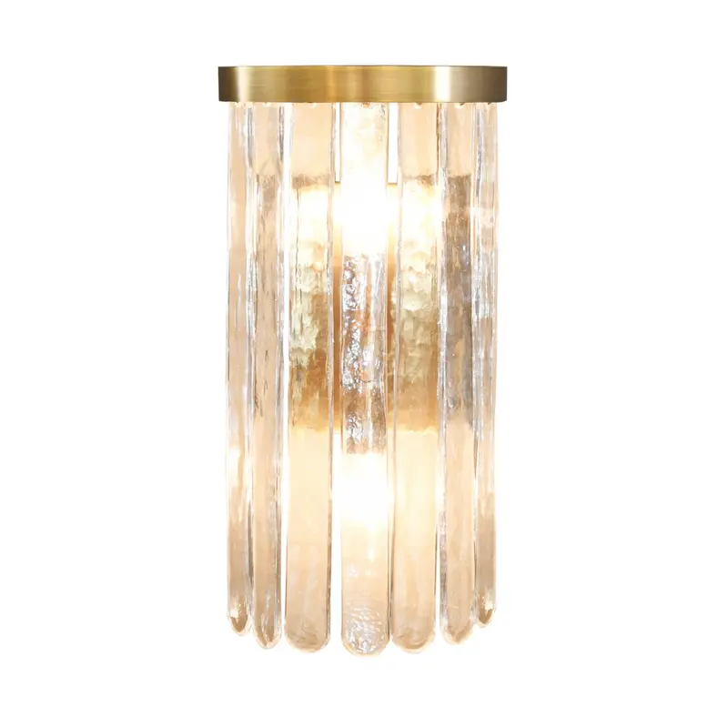 Heloise Textured Glass Wall Sconce W/Brushed Brass Trim 1