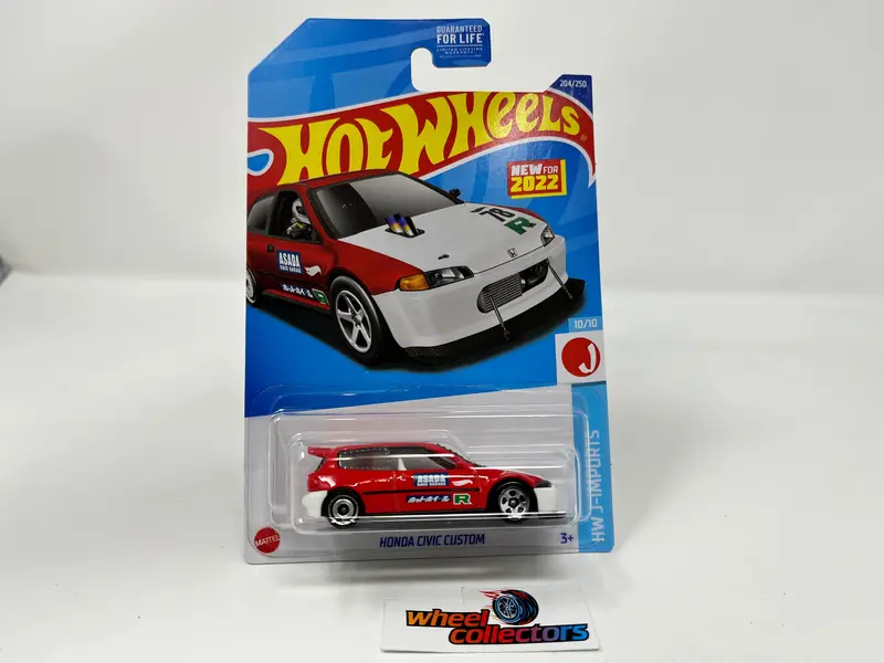 Honda Civic Custom #204 * Red * 2022 Hot Wheels Usa Card 1