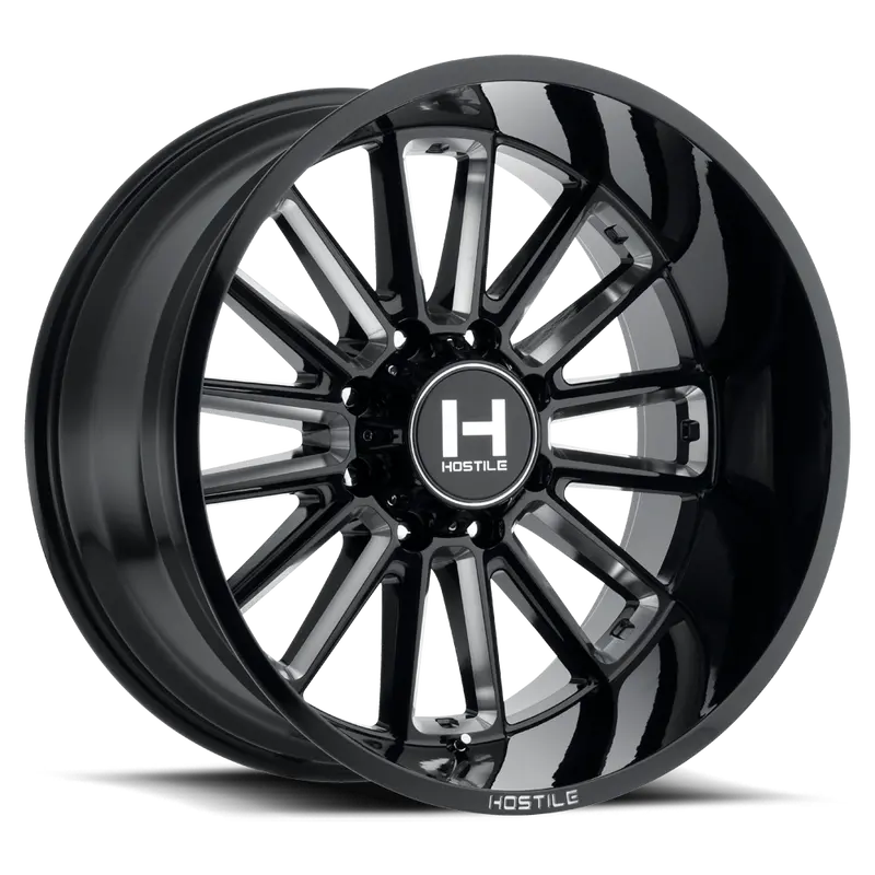 Hostile H115 Wheel 8Lug Gloss Black Milled 22X12-1000 1