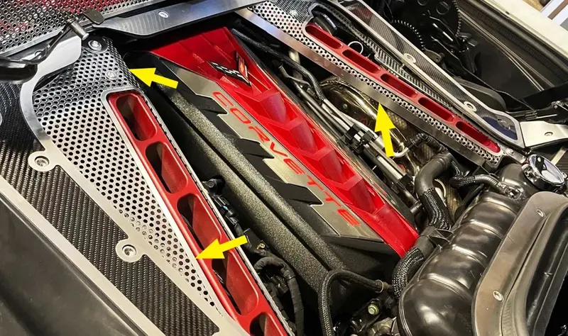 Htc C8 Corvette Header Guard And Cross Member Covers Perforated 1