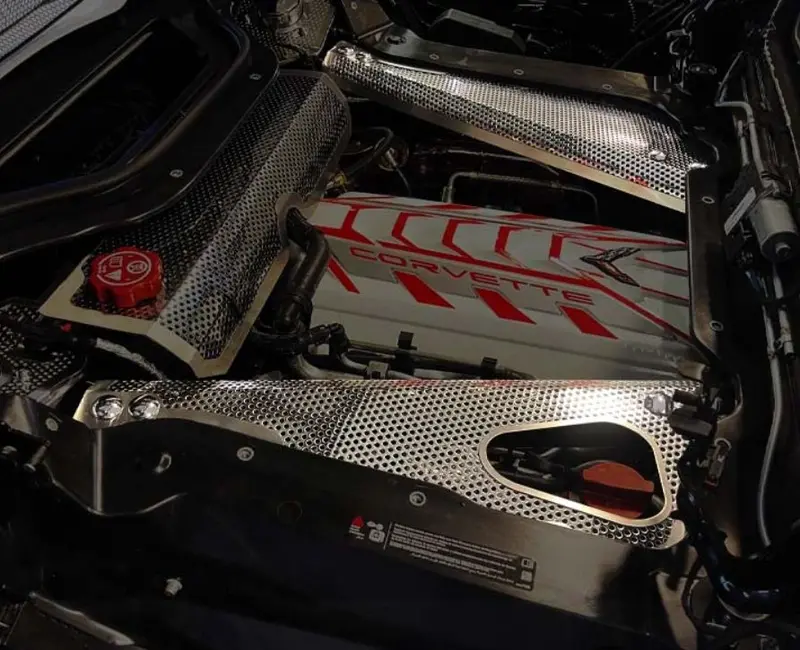 Htc C8 Corvette Header Guard And Crossmember Covers Perforated 1
