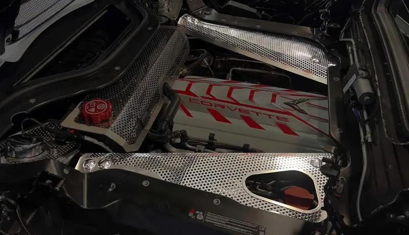 Htc C8 Corvette Header Guard And Crossmember Covers Perforated 2