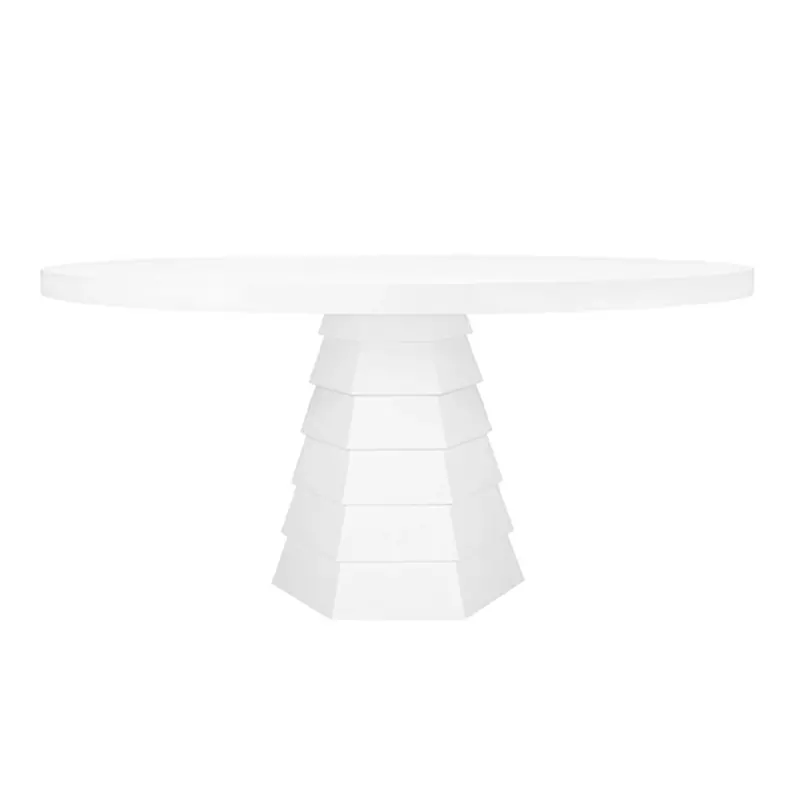 Hugo 60" Round Matte White Lacquer Dining Table 1