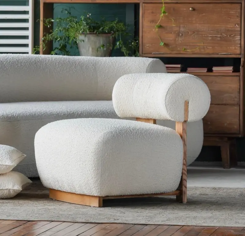 Hugo Boucle And Oak Slipper Chair 1
