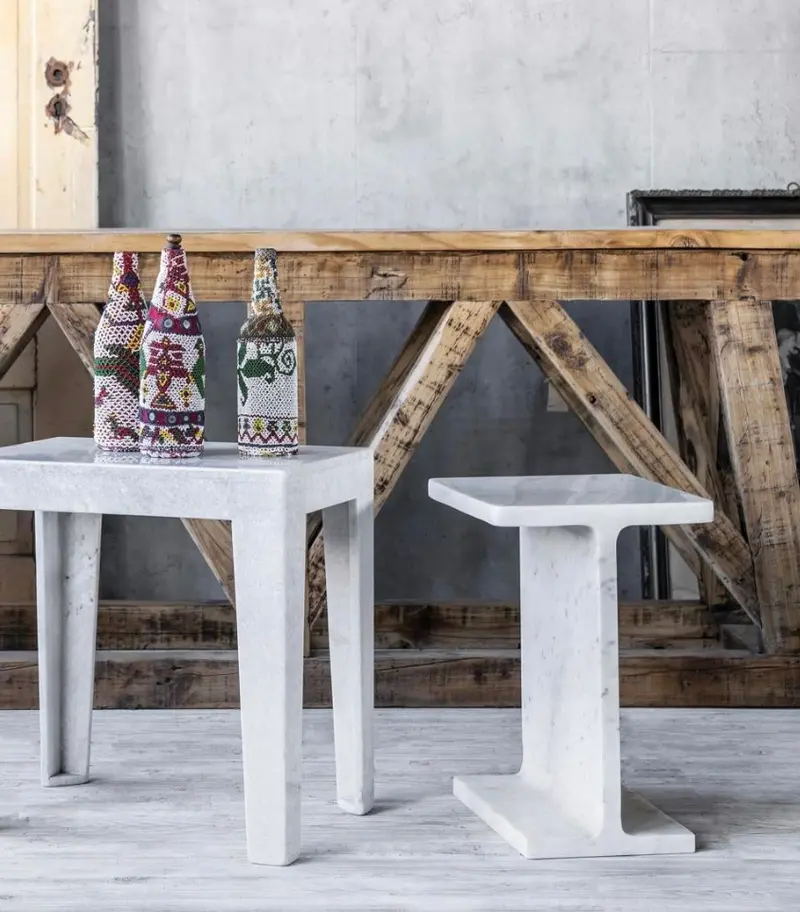 I Beam Marble Side Table - Matthew Izzo Collection 2