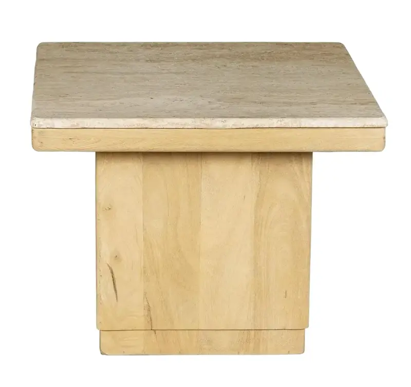 Ida Mango Wood & Marble Side Table - Matthew Izzo Collection 1
