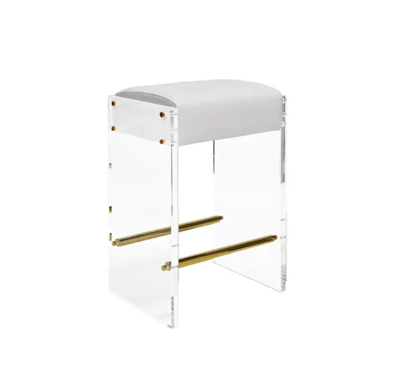 Indy Acrylic & Vinyl Stool - Brass Or Nickel 2