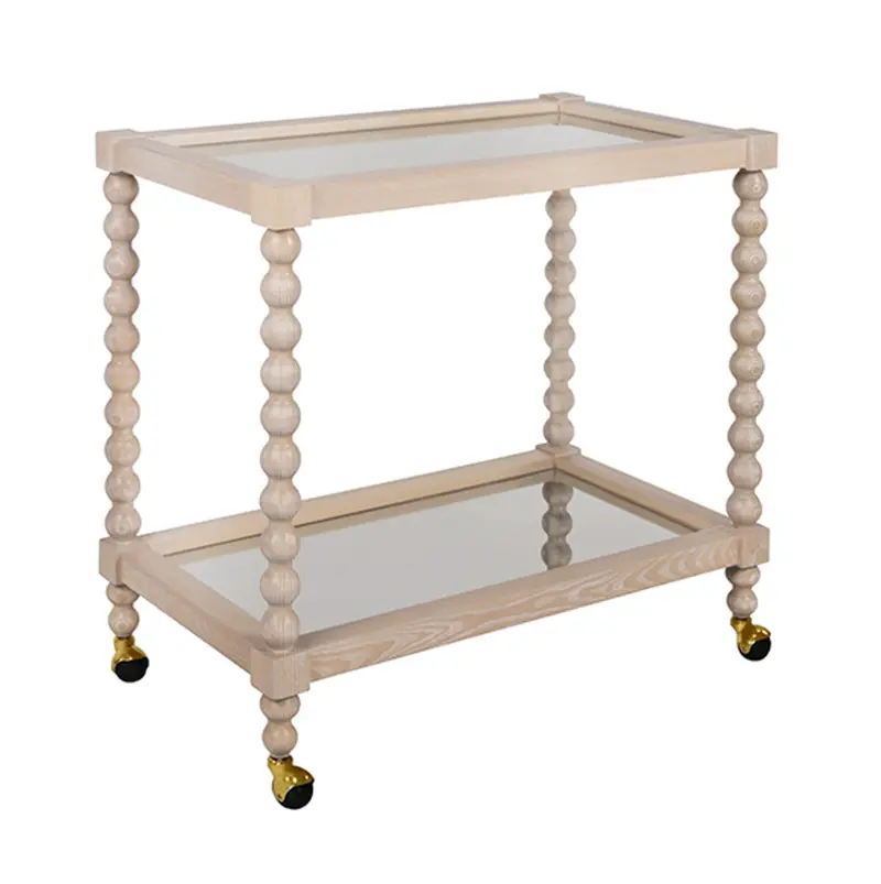 Isadore Cerused Oak Two Tier Bar Cart 2
