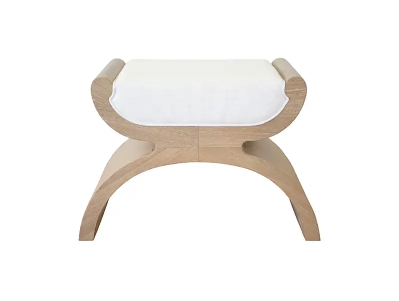 Janna Modern Oak Stool W/Linen Cushion - Cerused Oak 1