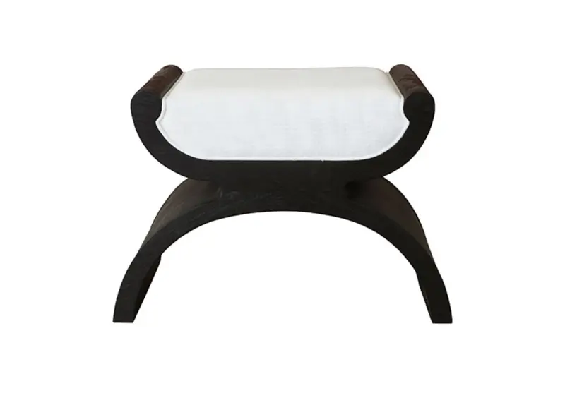 Janna Modern Oak Stool W/Linen Cushion - Espresso 1