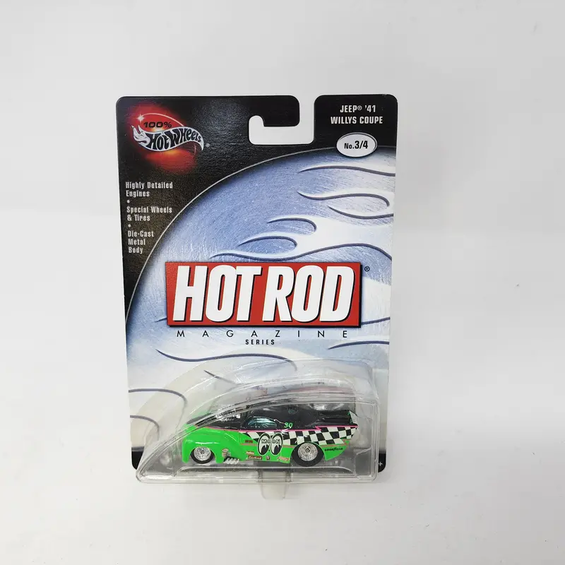 Jeep '41 Willys Coupe * Green Mooneyes * Hot Wheels 100% Hot Rod Magazine 1