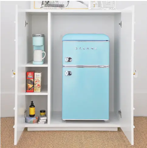 Judd Two Door Refrigerator Cabinet - Matte White Lacquer, Acrylic & Brass 2