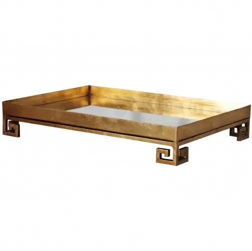 Julian Greek Key Serving Tray - Gold Leaf & Mirror 1