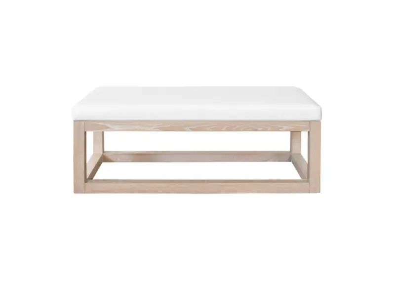 Kenneth Modern Bench - Cerused Oak W/White Vinyl Cushion 1
