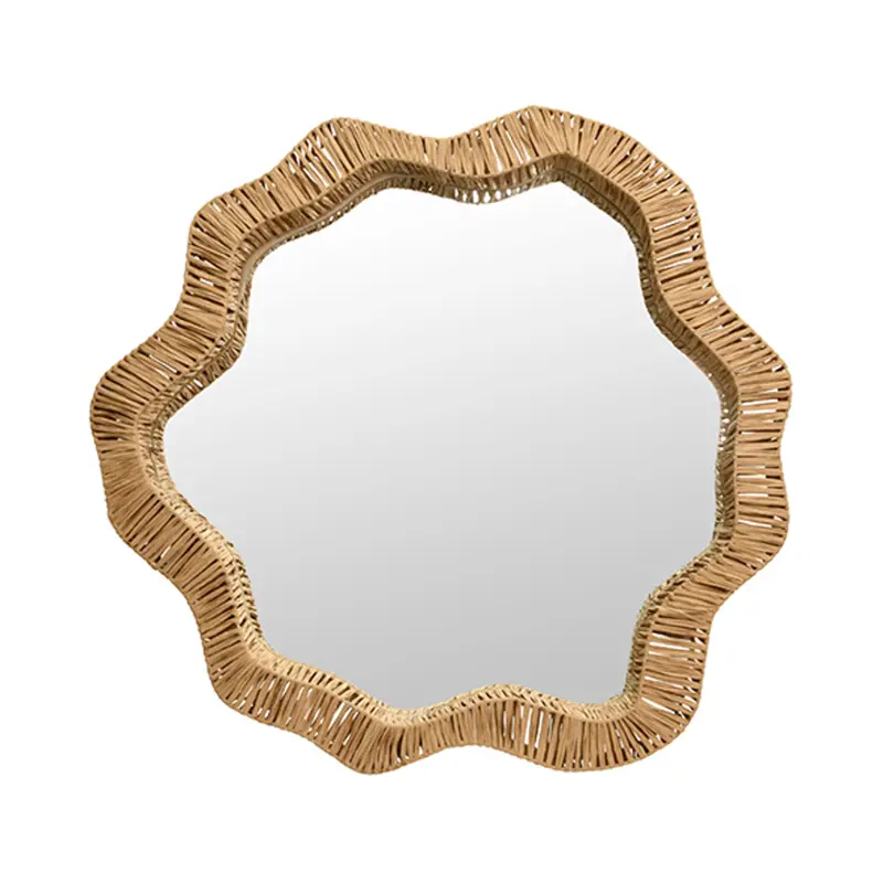 Komodo Natural Rattan Organic Shaped Wall Mirror 1