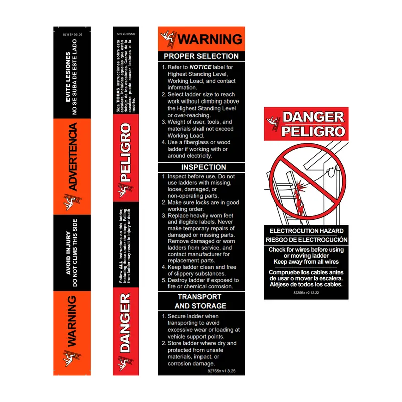 Label Kit (English/Spanish) For Aluminum Stepladders 1