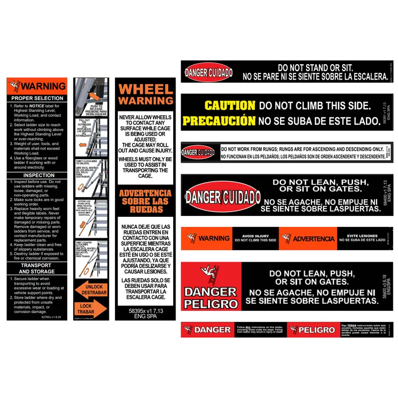 Label Kit (English/Spanish) For Safety Cage 1