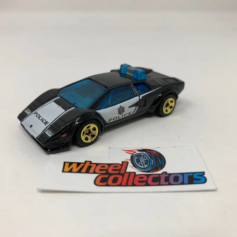 Lamborghini Countach Police Car * Black * Hot Wheels 1:64 Scale Diecast Loose 1