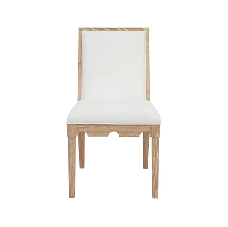 Lanister Cerused Oak Square Back Dining Chair With White Performance Linen Back & Seat 1