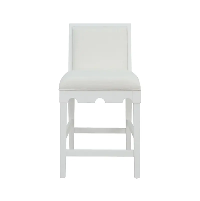 Lanister Matte White Lacquer Square Back Counter Stool With White Performance Linen Back & Seat 1