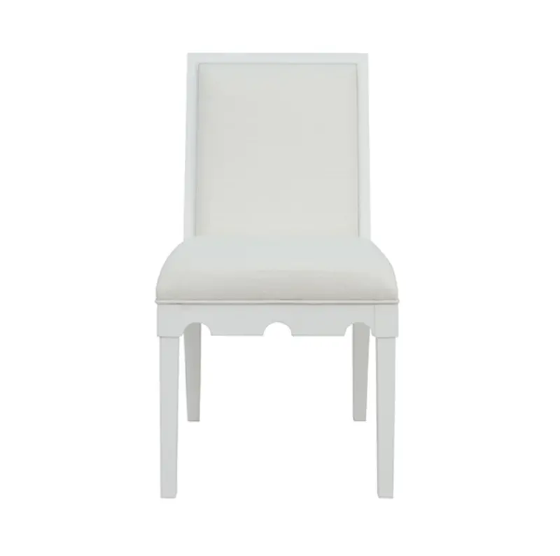 Lanister Matte White Lacquer Square Back Dining Chair With White Performance Linen Back & Seat 1