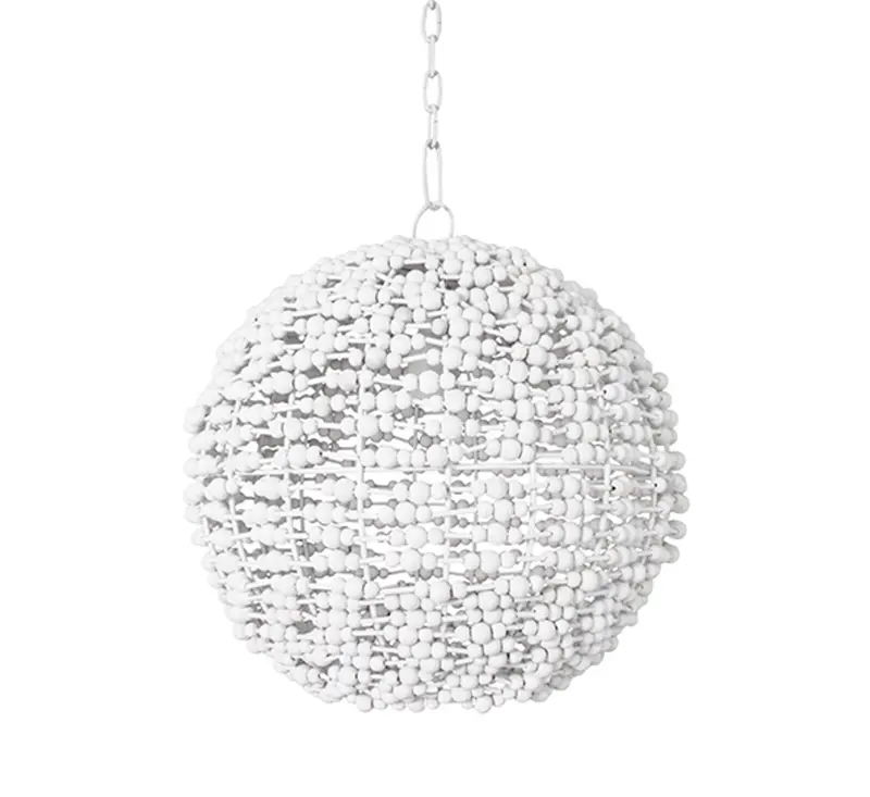 Leena Whitewash Wood Bead Pendant Light 1