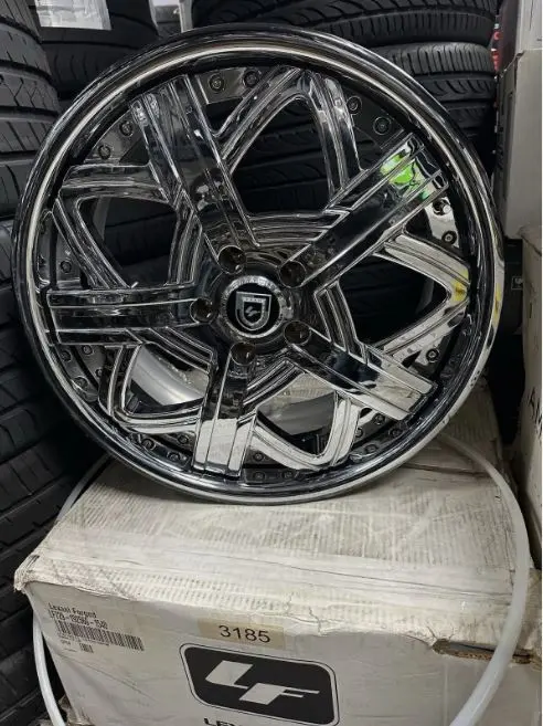 Lexani Forged 729 3Pc Chrome Black 19X8.5 +44 5X115 Wheels Set Of Rims 2.5" Lip 1