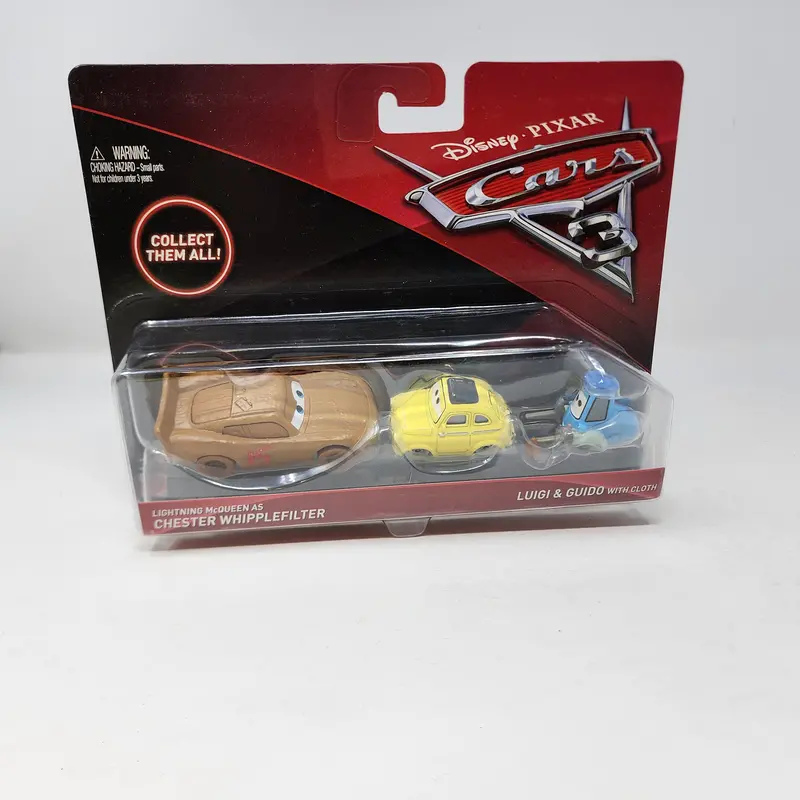 Lightning Mcqueen As Chester Whipplefilter & Luigi & Guido With Cloth * Disney Pixar Cars 3 1