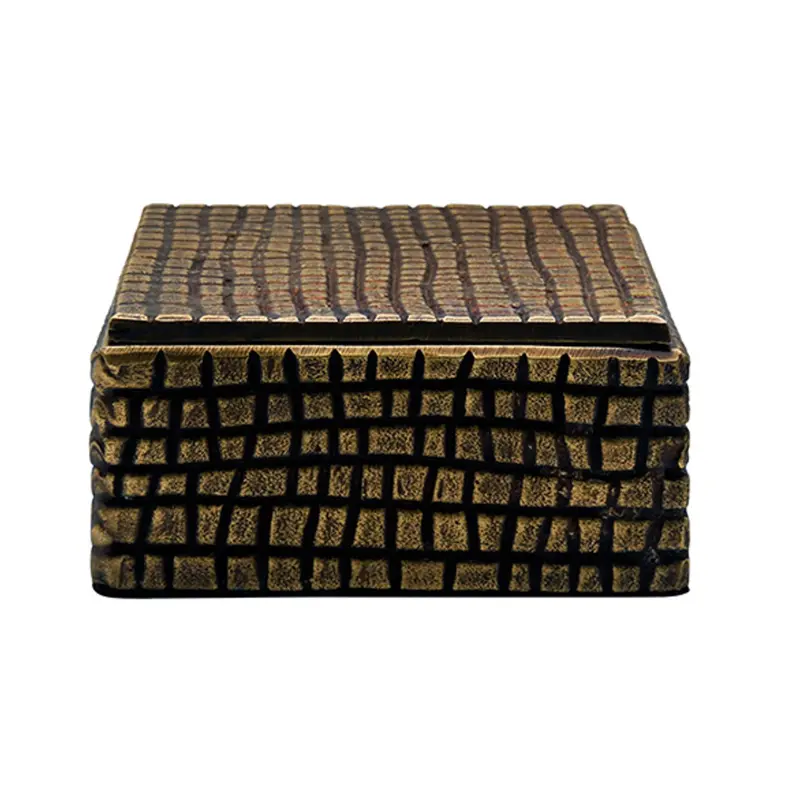 Lizzo Textured Brass Decorative Box - Small Or Large 1