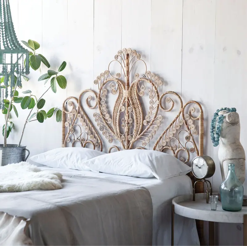 Lollipop Rattan Peacock Headboard - Matthew Izzo Collection 1